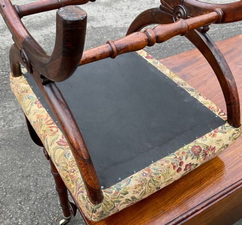 VICTORIAN ROSEWOOD CROSS FRAME DRESSING STOOL - ADDITIONAL PHOTO 7