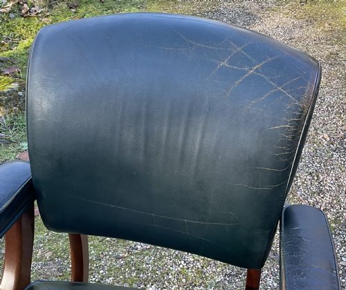 MAHOGANY FRAMED LEATHER SWIVEL OFFICE ARMCHAIR - ADDITIONAL PHOTO 2