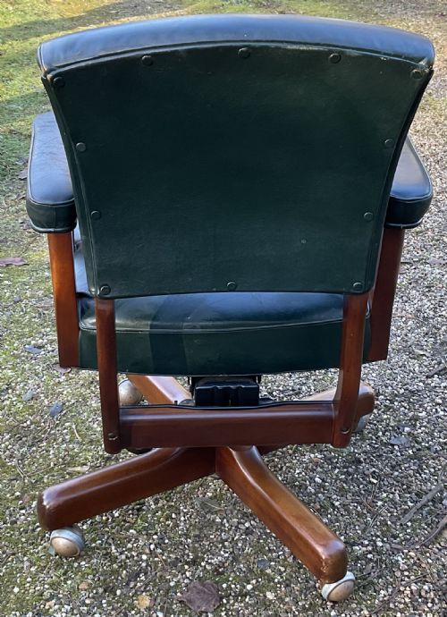 MAHOGANY FRAMED LEATHER SWIVEL OFFICE ARMCHAIR - ADDITIONAL PHOTO 8