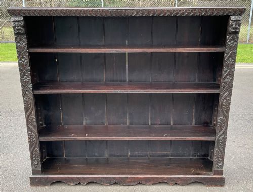 Victorian Carved Oak Open Bookcase