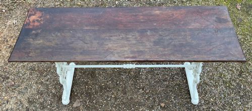 VICTORIAN CAST IRON LONG PUB TABLE - ADDITIONAL PHOTO 2