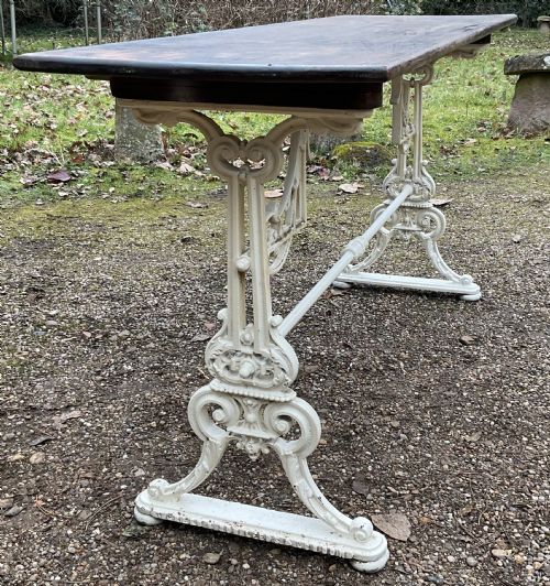 VICTORIAN CAST IRON LONG PUB TABLE - ADDITIONAL PHOTO 4