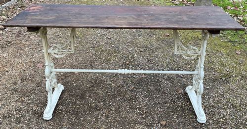 VICTORIAN CAST IRON LONG PUB TABLE - ADDITIONAL PHOTO 6