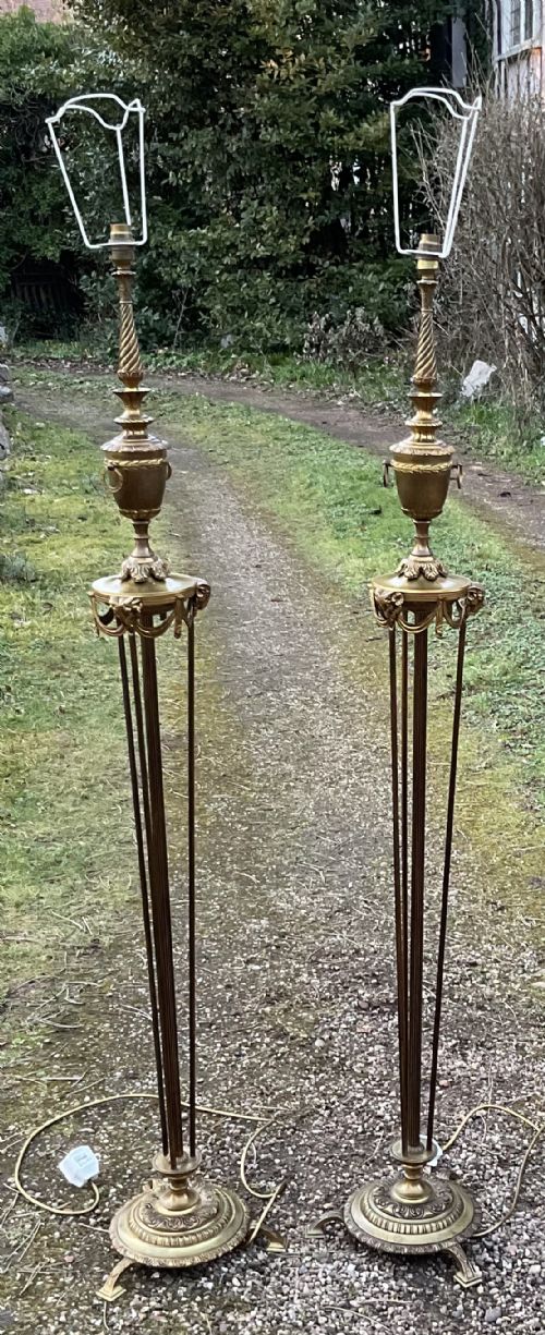 Pair Georgian Style Brass Standard Lamps