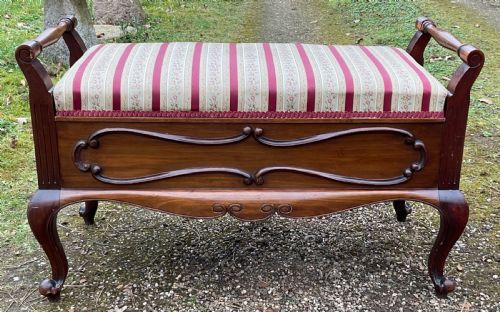 EDWARDIAN MAHOGANY DUET PIANO STOOL - ADDITIONAL PHOTO 1