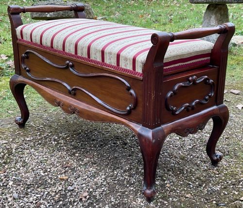 EDWARDIAN MAHOGANY DUET PIANO STOOL - ADDITIONAL PHOTO 2