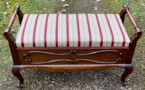 EDWARDIAN MAHOGANY DUET PIANO STOOL - ADDITIONAL PHOTO 4