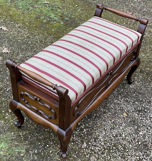 EDWARDIAN MAHOGANY DUET PIANO STOOL - ADDITIONAL PHOTO 5