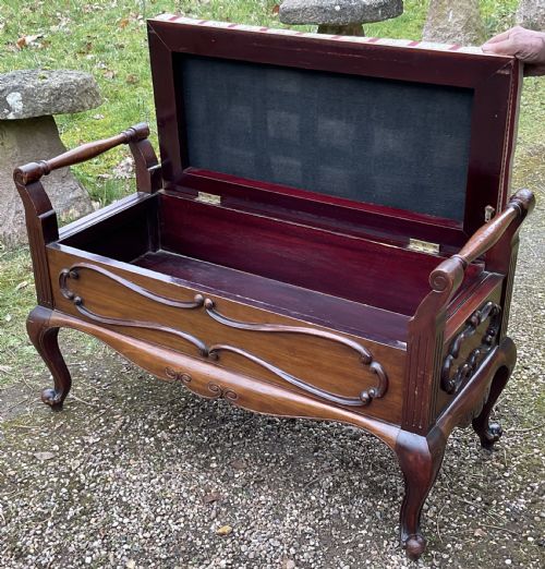 EDWARDIAN MAHOGANY DUET PIANO STOOL - ADDITIONAL PHOTO 6
