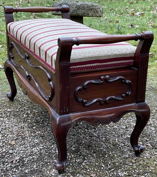 EDWARDIAN MAHOGANY DUET PIANO STOOL - ADDITIONAL PHOTO 8