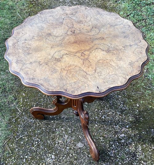 VICTORIAN BURR WALNUT PEDESTAL CENTRE TABLE - ADDITIONAL PHOTO 3