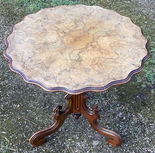 VICTORIAN BURR WALNUT PEDESTAL CENTRE TABLE - ADDITIONAL PHOTO 4
