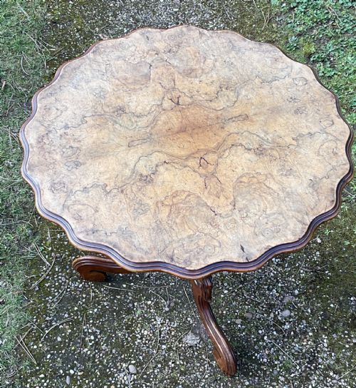 VICTORIAN BURR WALNUT PEDESTAL CENTRE TABLE - ADDITIONAL PHOTO 5
