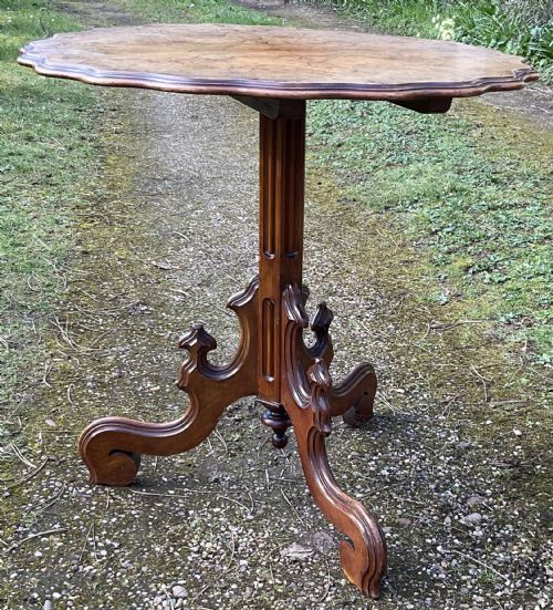 VICTORIAN BURR WALNUT PEDESTAL CENTRE TABLE - ADDITIONAL PHOTO 7