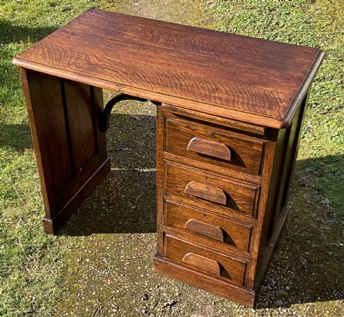 Small Panelled Oak Writing Desk