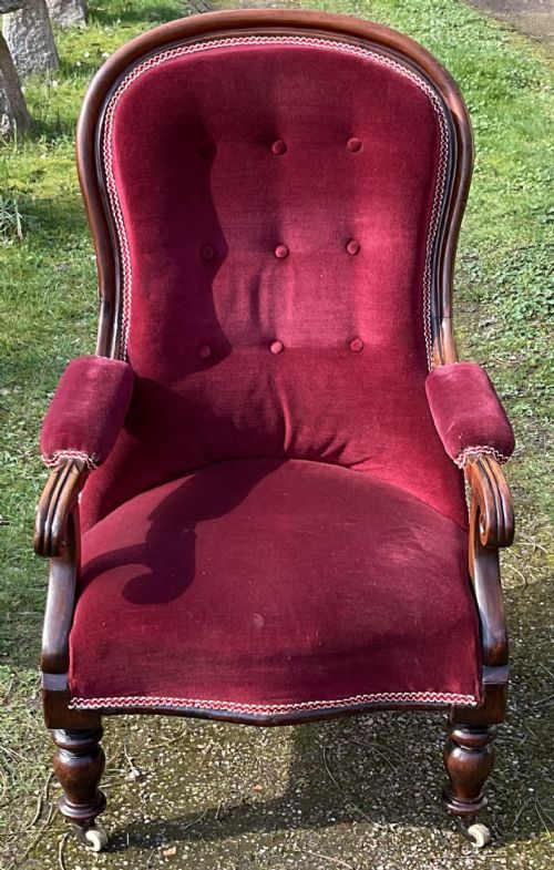 WILLIAM IV MAHOGANY FRAMED FIRESIDE ARMCHAIR - ADDITIONAL PHOTO 1