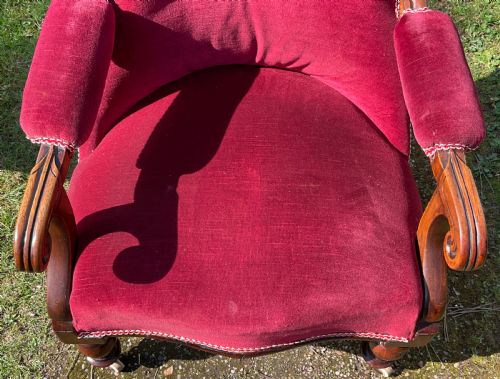 WILLIAM IV MAHOGANY FRAMED FIRESIDE ARMCHAIR - ADDITIONAL PHOTO 3