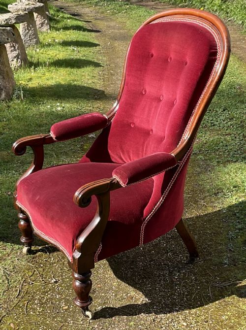 WILLIAM IV MAHOGANY FRAMED FIRESIDE ARMCHAIR - ADDITIONAL PHOTO 4
