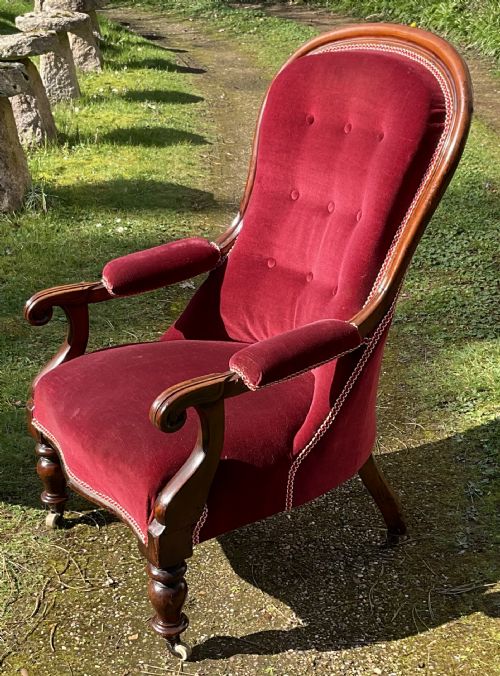 WILLIAM IV MAHOGANY FRAMED FIRESIDE ARMCHAIR - ADDITIONAL PHOTO 5