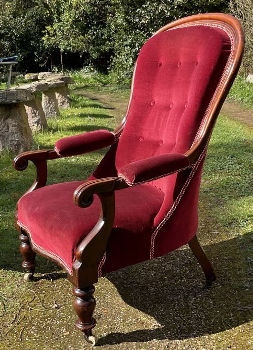 WILLIAM IV MAHOGANY FRAMED FIRESIDE ARMCHAIR - ADDITIONAL PHOTO 6