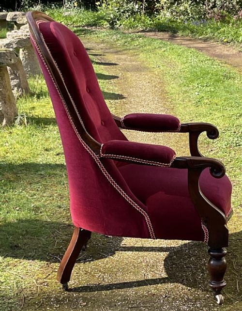 WILLIAM IV MAHOGANY FRAMED FIRESIDE ARMCHAIR - ADDITIONAL PHOTO 8