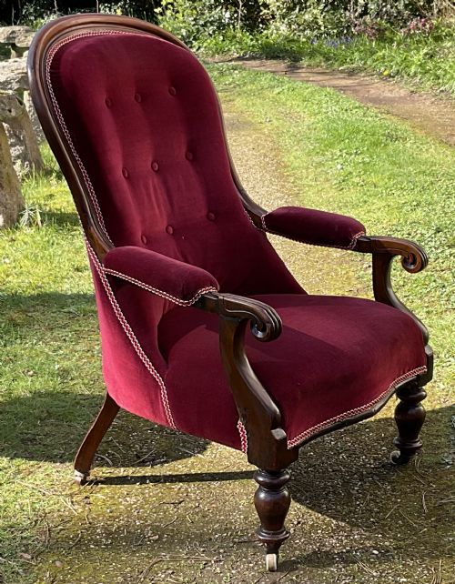 WILLIAM IV MAHOGANY FRAMED FIRESIDE ARMCHAIR - ADDITIONAL PHOTO 9
