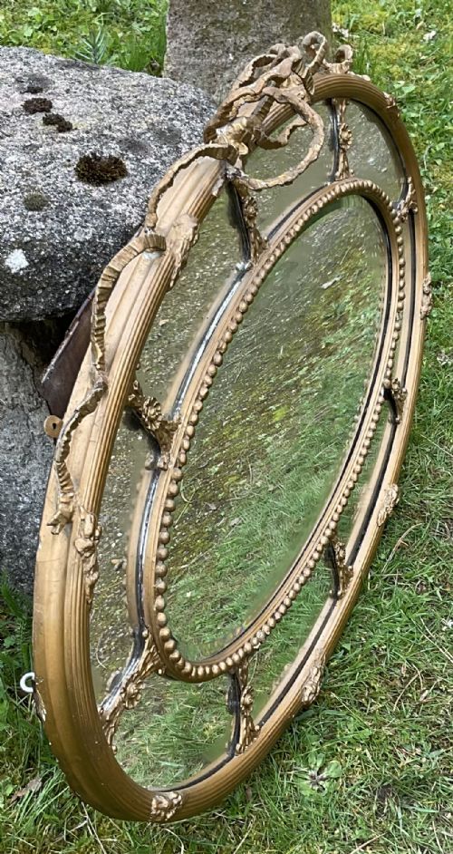 REGENCY OVAL GILT HANGING WALL MIRROR - ADDITIONAL PHOTO 5