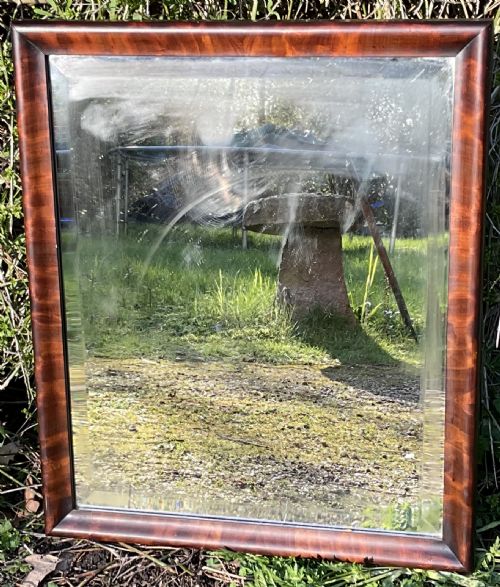 VICTORIAN MAHOGANY FRAMED HANGING WALL MIRROR