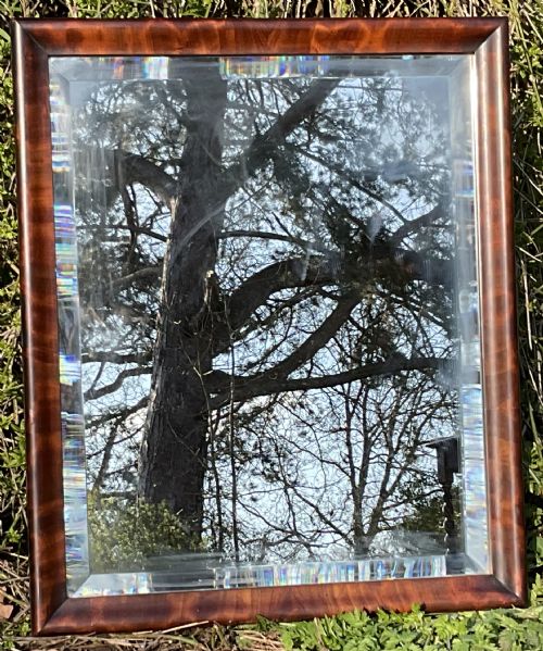VICTORIAN MAHOGANY FRAMED HANGING WALL MIRROR - ADDITIONAL PHOTO 3