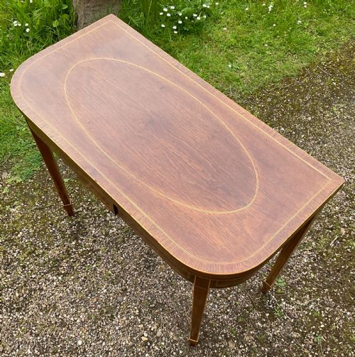 GEORGIAN INLAID MAHOGANY FOLDOVER TEA TABLE - ADDITIONAL PHOTO 2