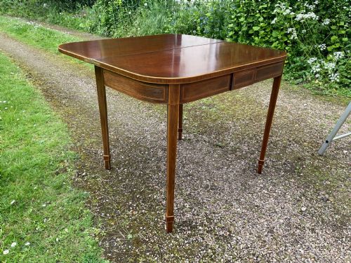 GEORGIAN INLAID MAHOGANY FOLDOVER TEA TABLE - ADDITIONAL PHOTO 3