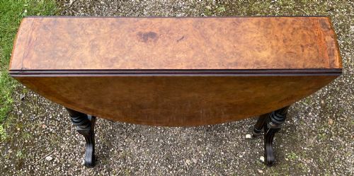 VICTORIAN BURR WALNUT OVAL DROPLEAF TABLE - ADDITIONAL PHOTO 6