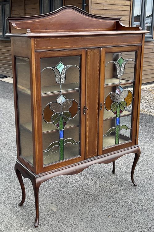 EDWARDIAN INLAID MAHOGANY DISPLAY CABINET - ADDITIONAL PHOTO 2