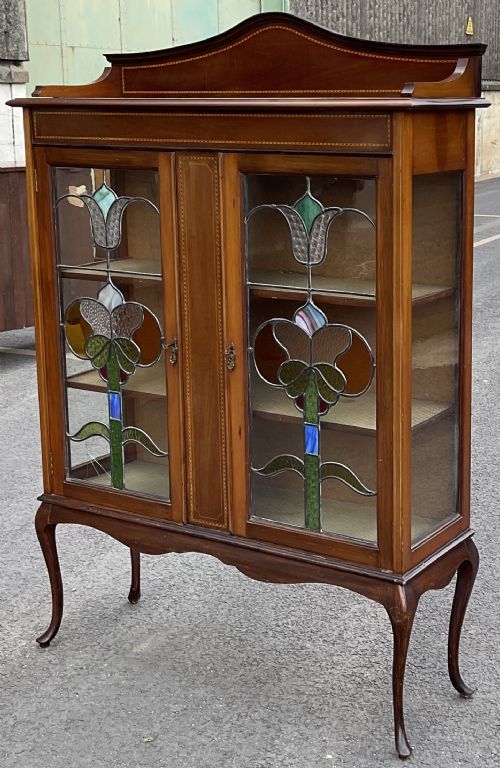 EDWARDIAN INLAID MAHOGANY DISPLAY CABINET - ADDITIONAL PHOTO 3