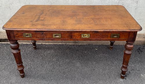 Victorian Large Oak Writing Table