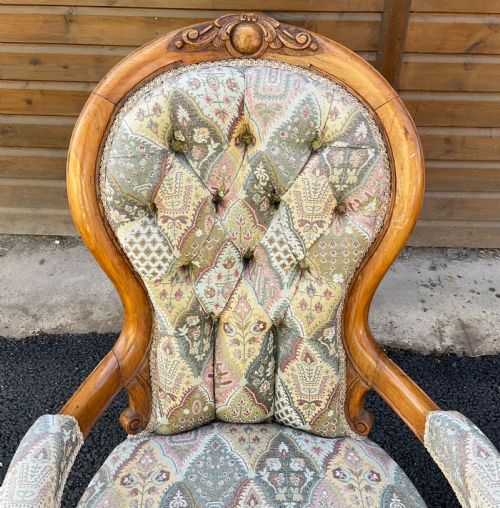 PAIR VICTORIAN WALNUT SALON CHAIRS - ADDITIONAL PHOTO 2