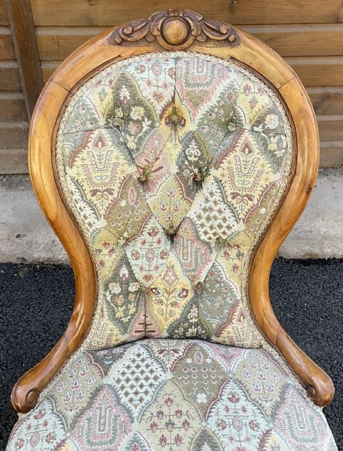 PAIR VICTORIAN WALNUT SALON CHAIRS - ADDITIONAL PHOTO 4