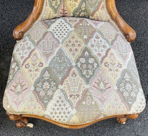 PAIR VICTORIAN WALNUT SALON CHAIRS - ADDITIONAL PHOTO 5