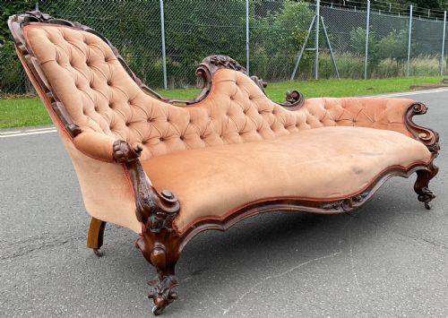 VICTORIAN ORNATE MAHOGANY FRAMED SETTEE - ADDITIONAL PHOTO 1