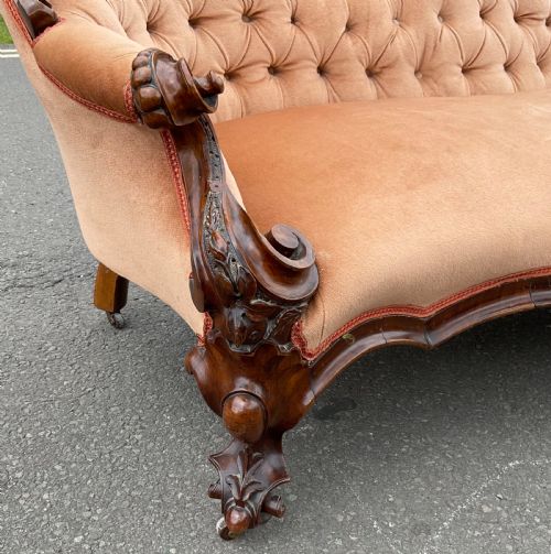 VICTORIAN ORNATE MAHOGANY FRAMED SETTEE - ADDITIONAL PHOTO 2