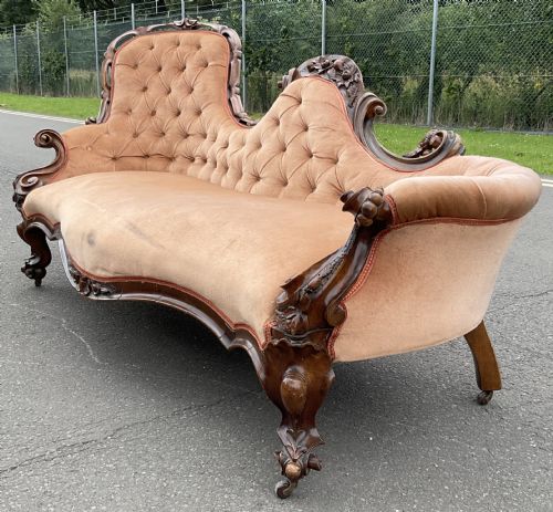 VICTORIAN ORNATE MAHOGANY FRAMED SETTEE - ADDITIONAL PHOTO 8