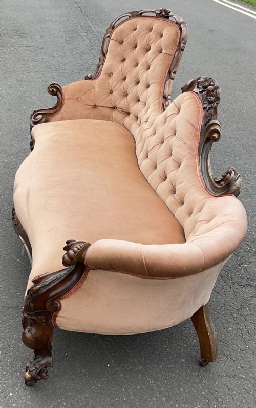 VICTORIAN ORNATE MAHOGANY FRAMED SETTEE - ADDITIONAL PHOTO 9