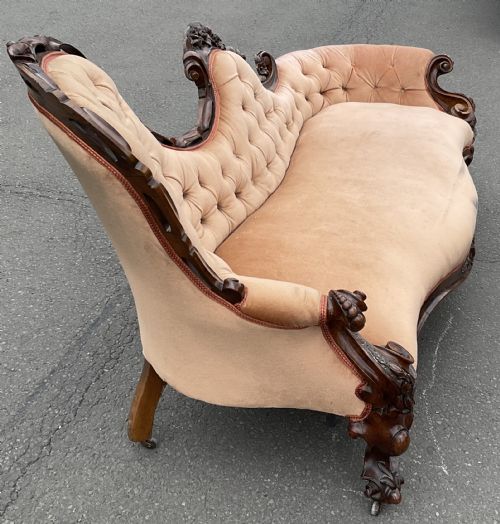 VICTORIAN ORNATE MAHOGANY FRAMED SETTEE - ADDITIONAL PHOTO 10