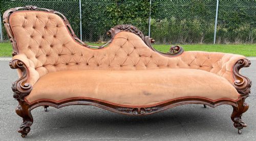 VICTORIAN ORNATE MAHOGANY FRAMED SETTEE - ADDITIONAL PHOTO 14