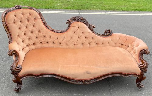 VICTORIAN ORNATE MAHOGANY FRAMED SETTEE - ADDITIONAL PHOTO 15