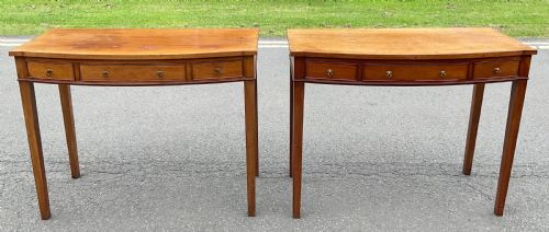 PAIR GEORGIAN STYLE MAHOGANY BOWFRONT SIDE TABLES - ADDITIONAL PHOTO 1