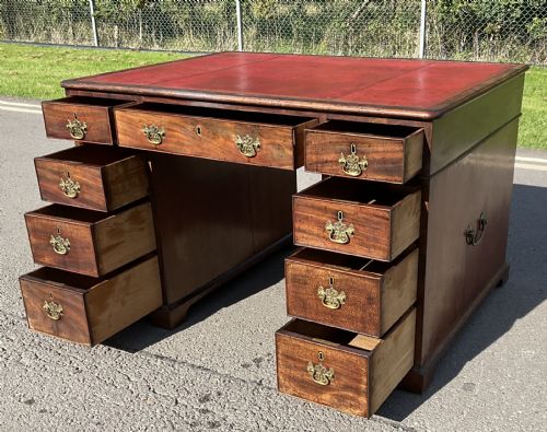 GEORGIAN SMALL MAHOGANY PARTNERS DESK - ADDITIONAL PHOTO 9