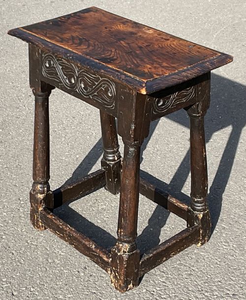 ANTIQUE OAK JOINT STOOL - ADDITIONAL PHOTO 2