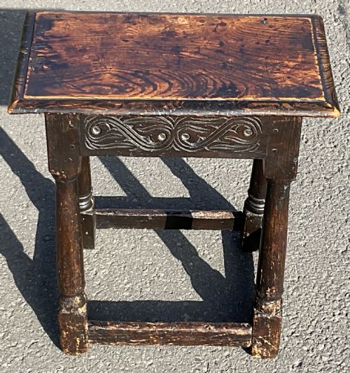 ANTIQUE OAK JOINT STOOL - ADDITIONAL PHOTO 3