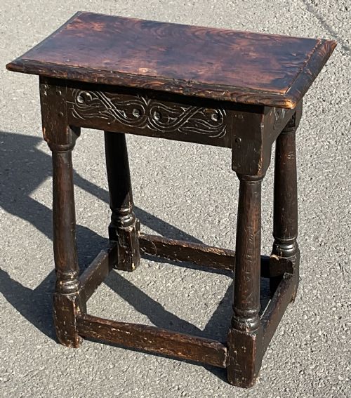 ANTIQUE OAK JOINT STOOL - ADDITIONAL PHOTO 6